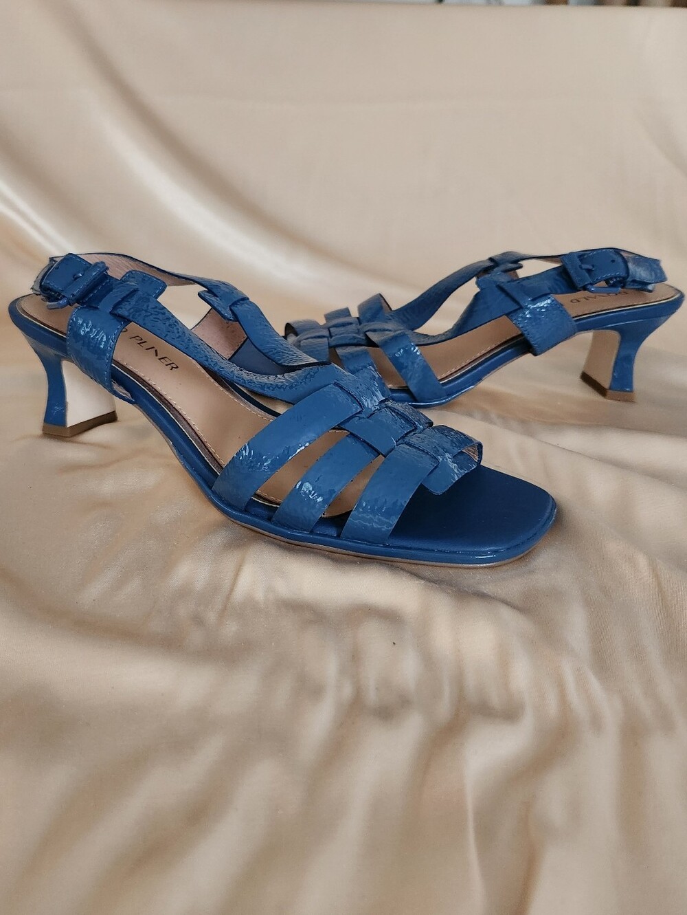 Donald Pliner Kaia  Crinkle Patent Sandal In Blue 9